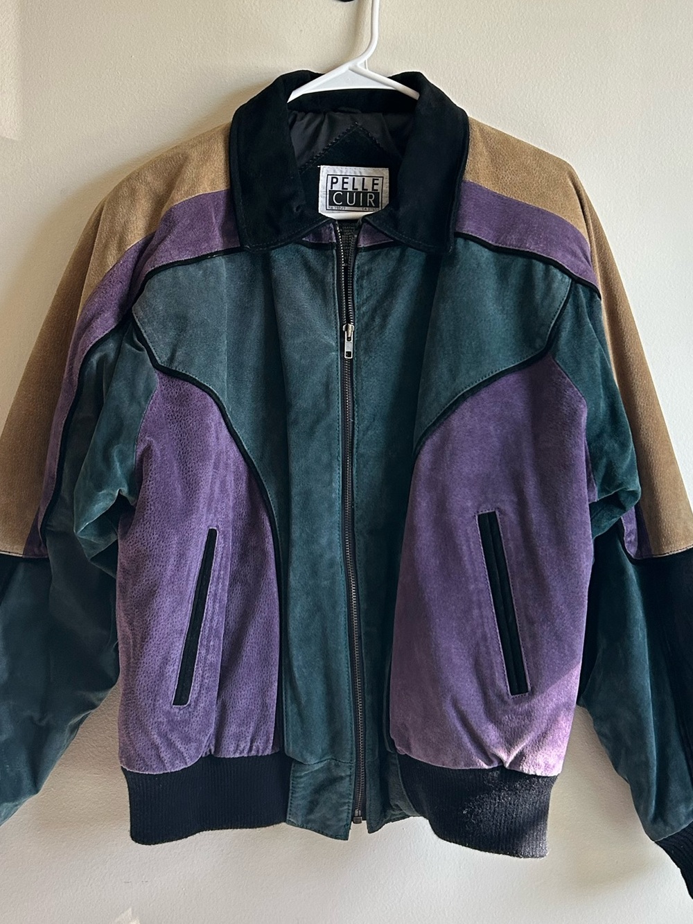 Vintage Pelle Studio Colorblock Leather Bomber Jacket 80s 90s made in Korea